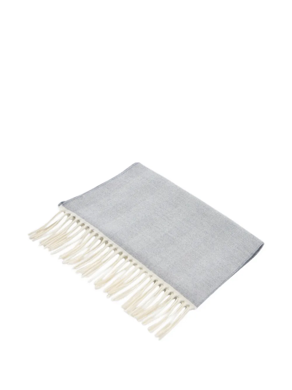  Brooks Brothers Chevron Fringed Wool Scarf - Blue 