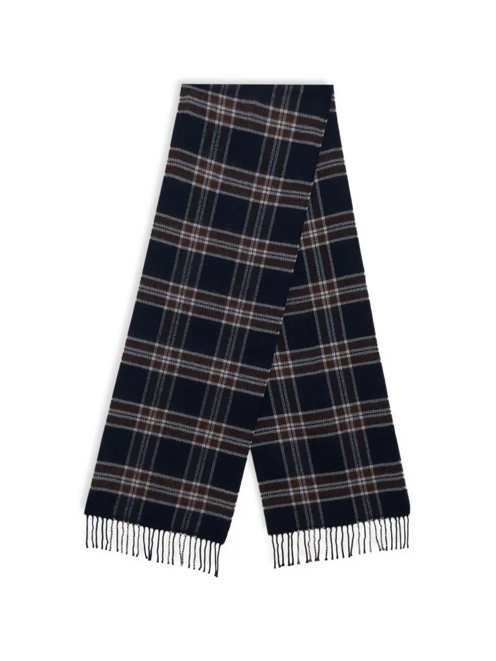 Brooks Brothers plaid fringed wool scarf - Blu