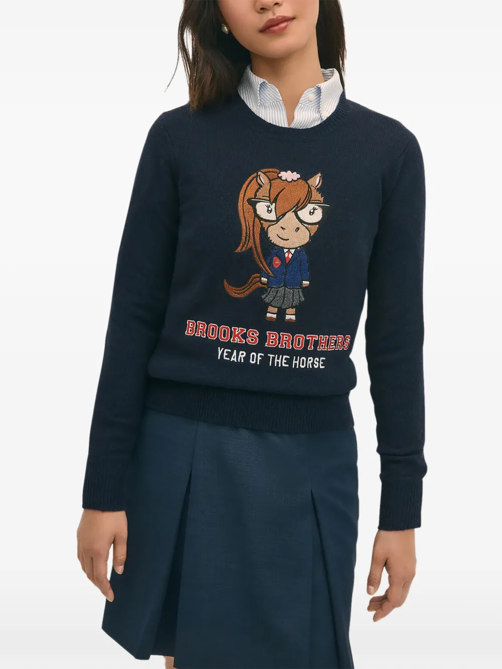 Brooks Brothers Maglione Year of the Horse - Blu