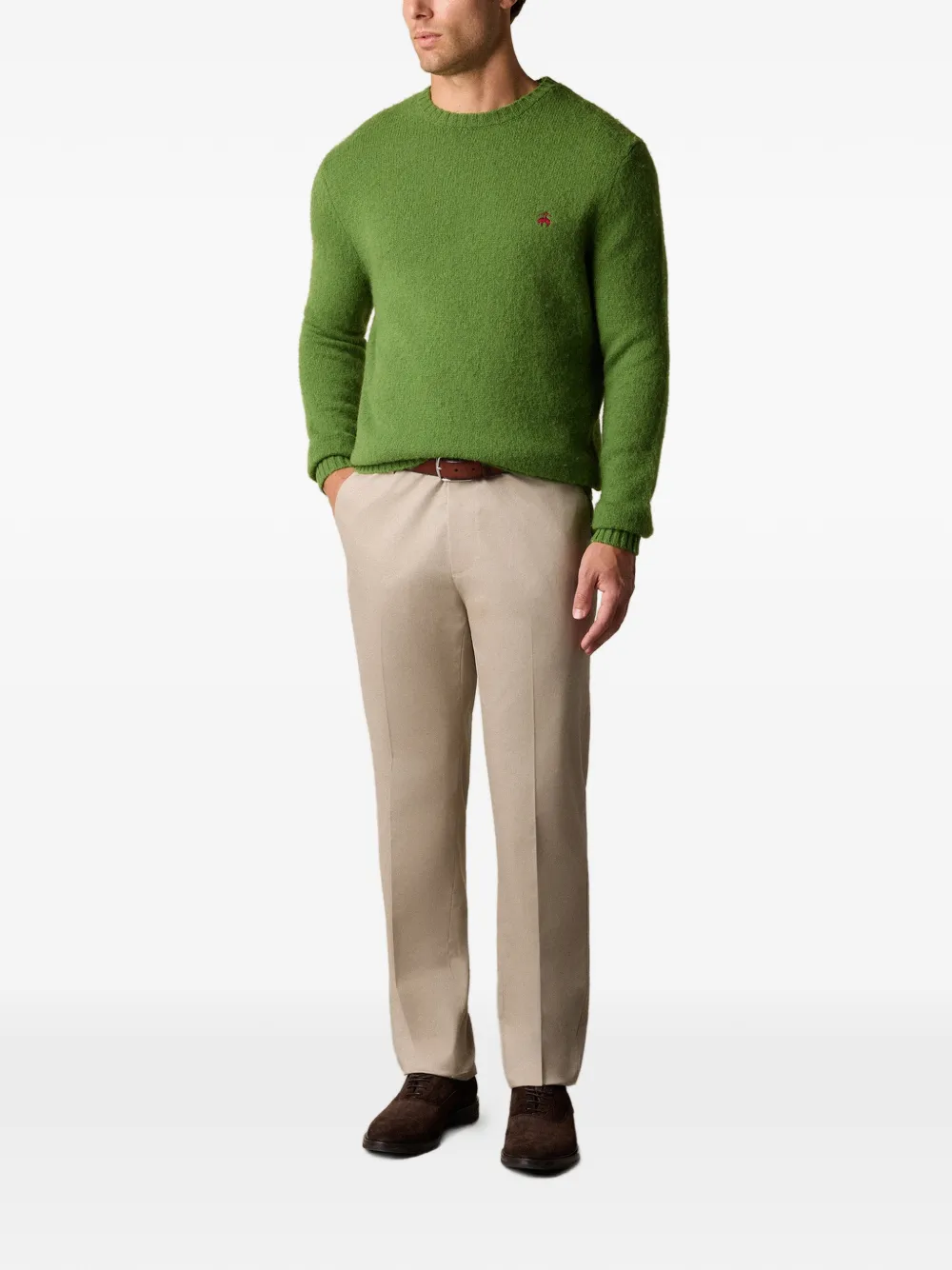 Brooks Brothers Trui van Shetlandwol met ronde hals Groen