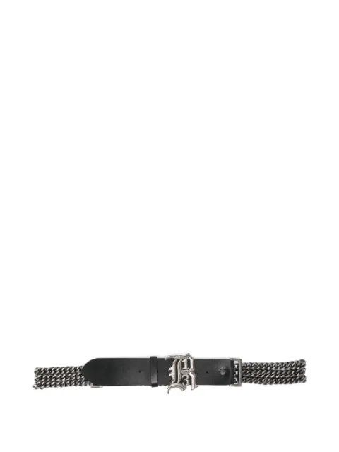 R13 chain-detail leather belt