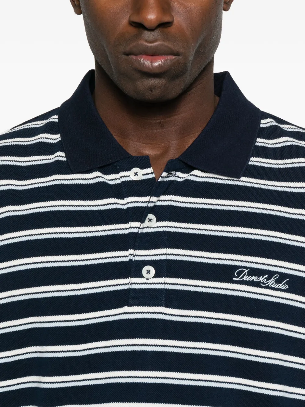 Dunst Unisex Multi Stripe Collared T-shirt In Multi