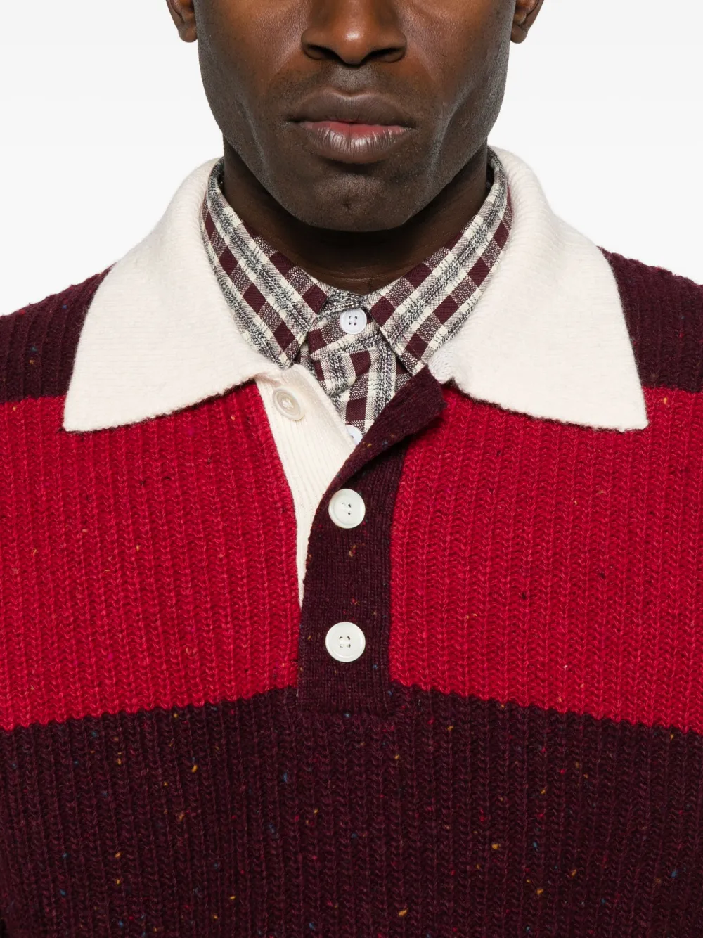 Dunst Striped Polo-neck Sweater In Red