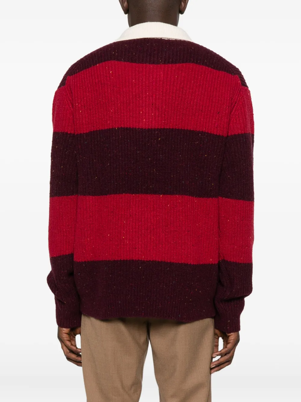 Dunst Striped Polo-neck Sweater In Red