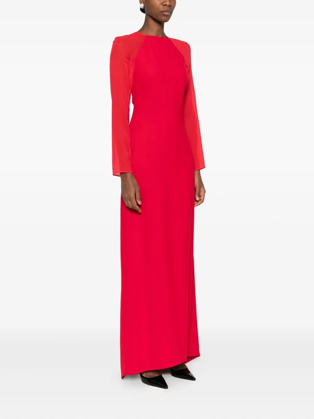 Alberta Ferretti Cardy maxi-jurk met lange mouwen Rood
