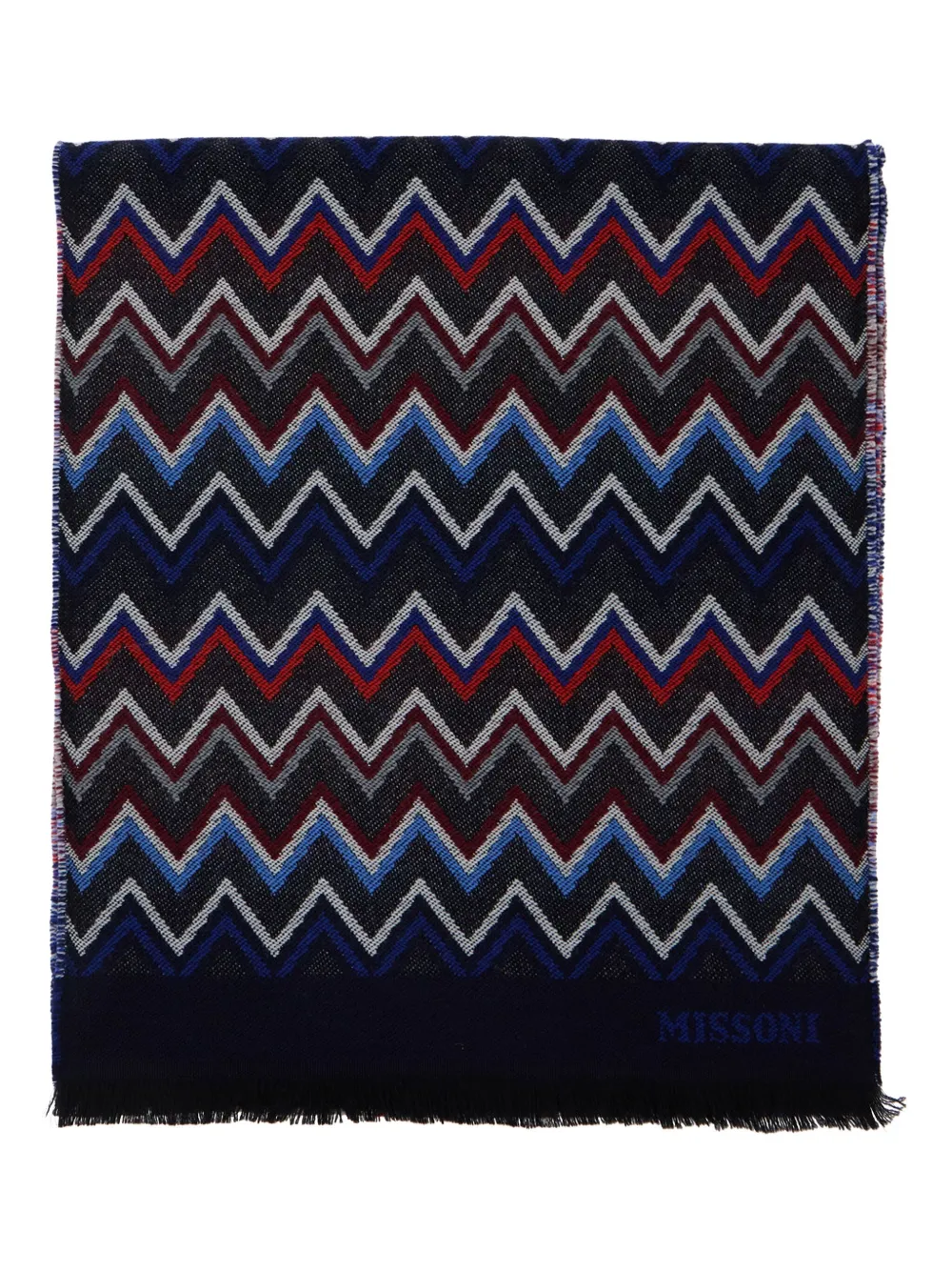 Missoni zigzag fringed wool scarf - Zwart