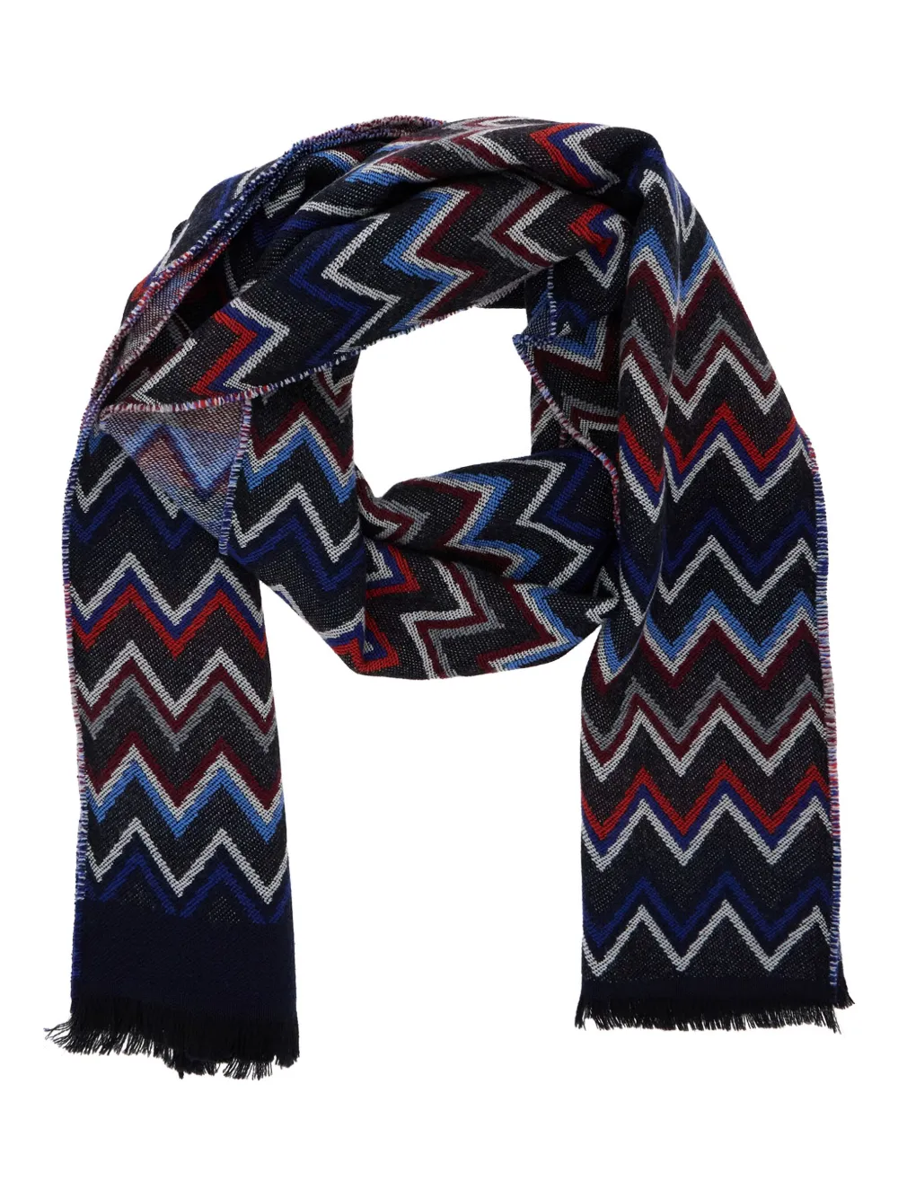 Missoni Zigzag Fringed Wool Scarf In Multi