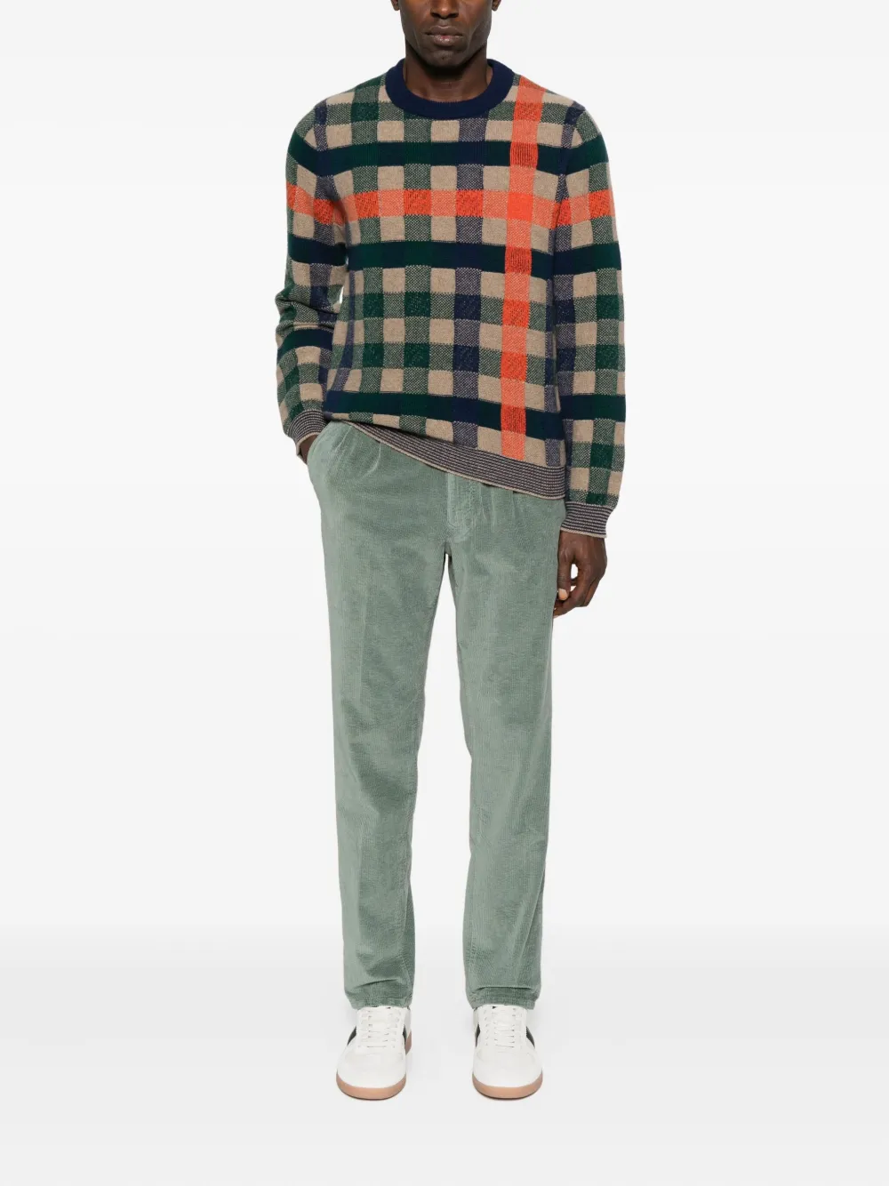 Paul Smith check-pattern crew-neck sweater - Beige