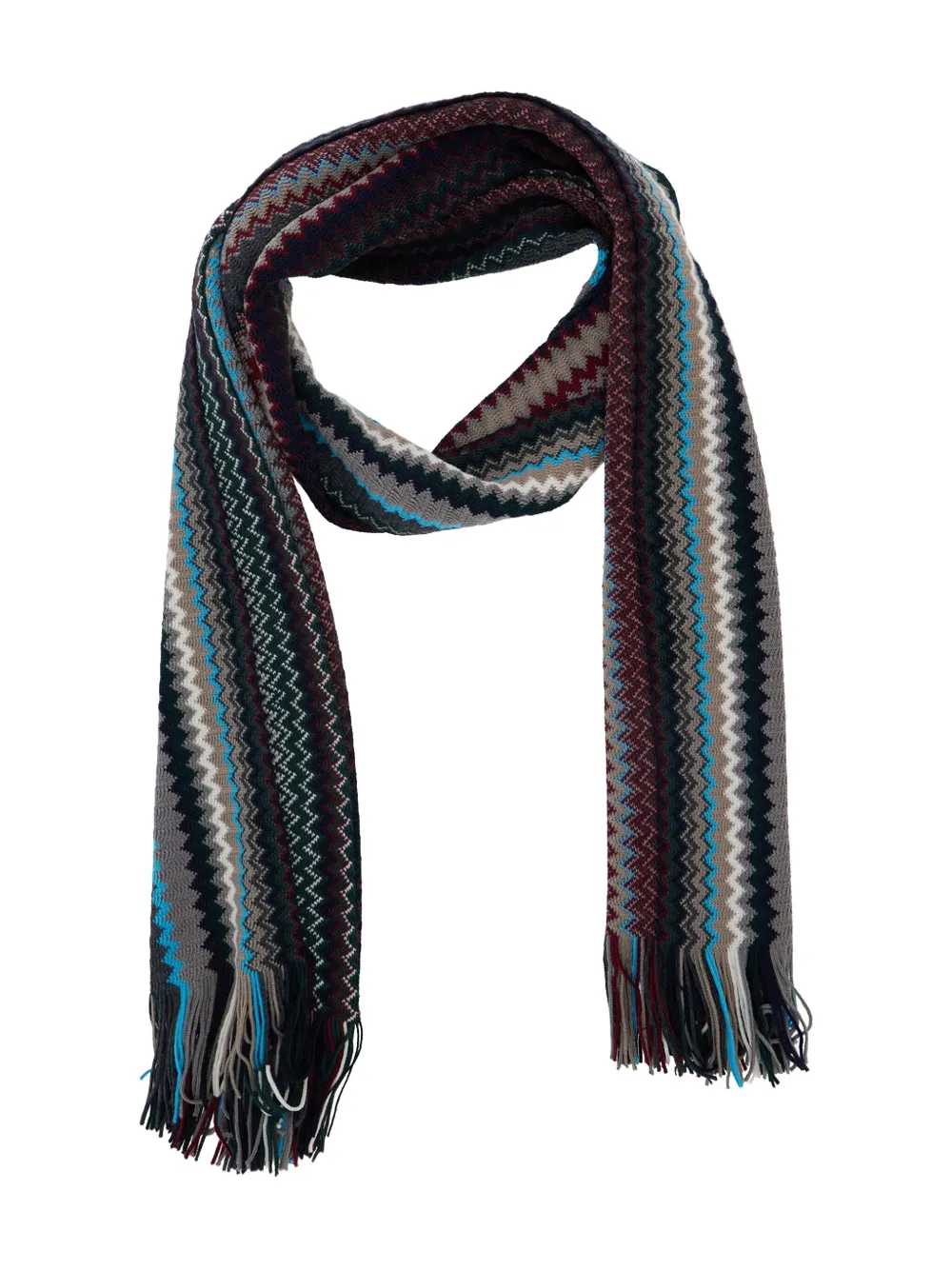 Missoni zigzag-pattern fringed scarf - Zwart