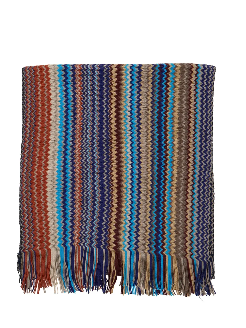 Missoni zigzag fringed scarf - Blauw
