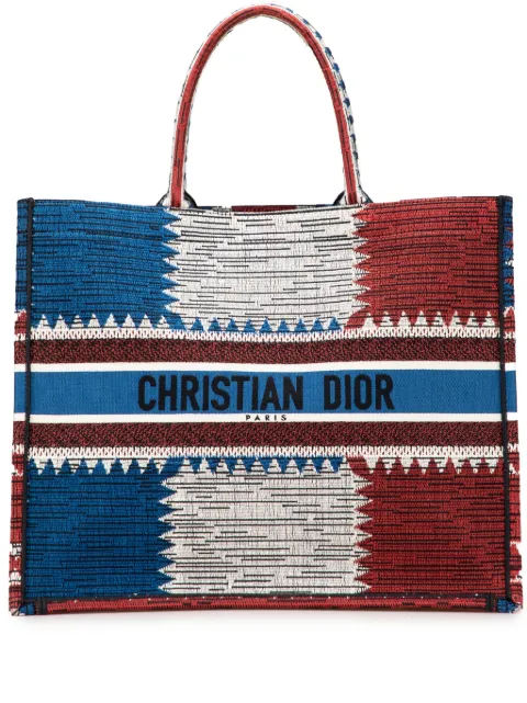 Christian Dior Pre-Owned شنطة عملية 'فرنش فلاغ' كانفا كبيرة بتصميم كتاب 2019