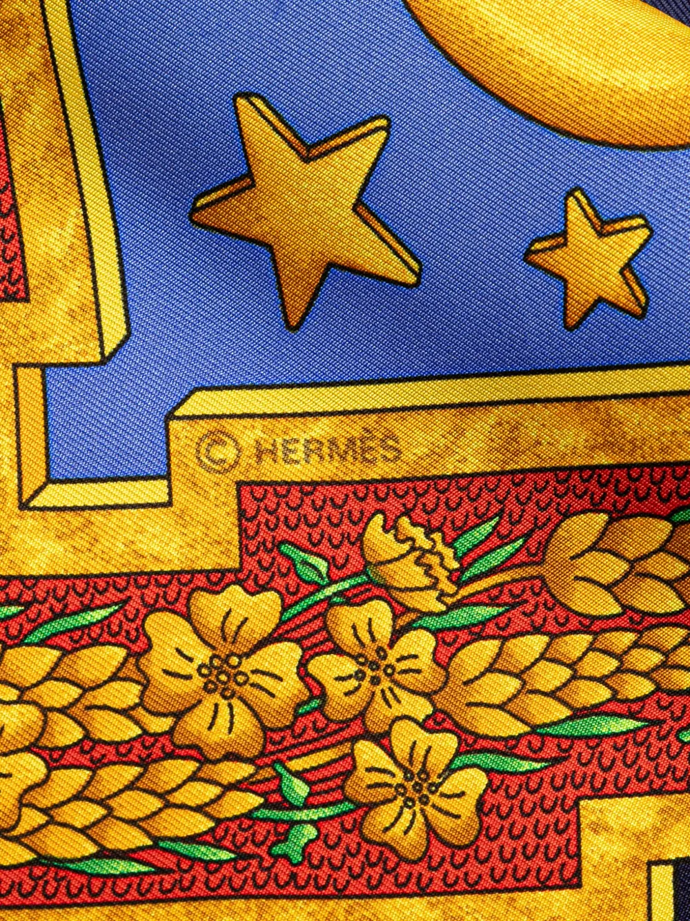 Pre-owned Hermes 20th Century Carpe Diem Silk Scarf Scarves In Blue