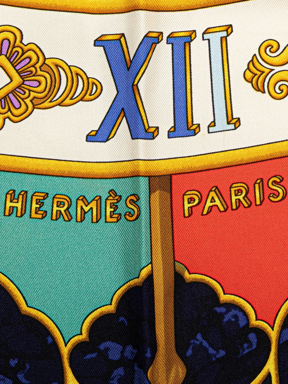 Pre-owned Hermes 20th Century Carpe Diem Silk Scarf Scarves In Blue