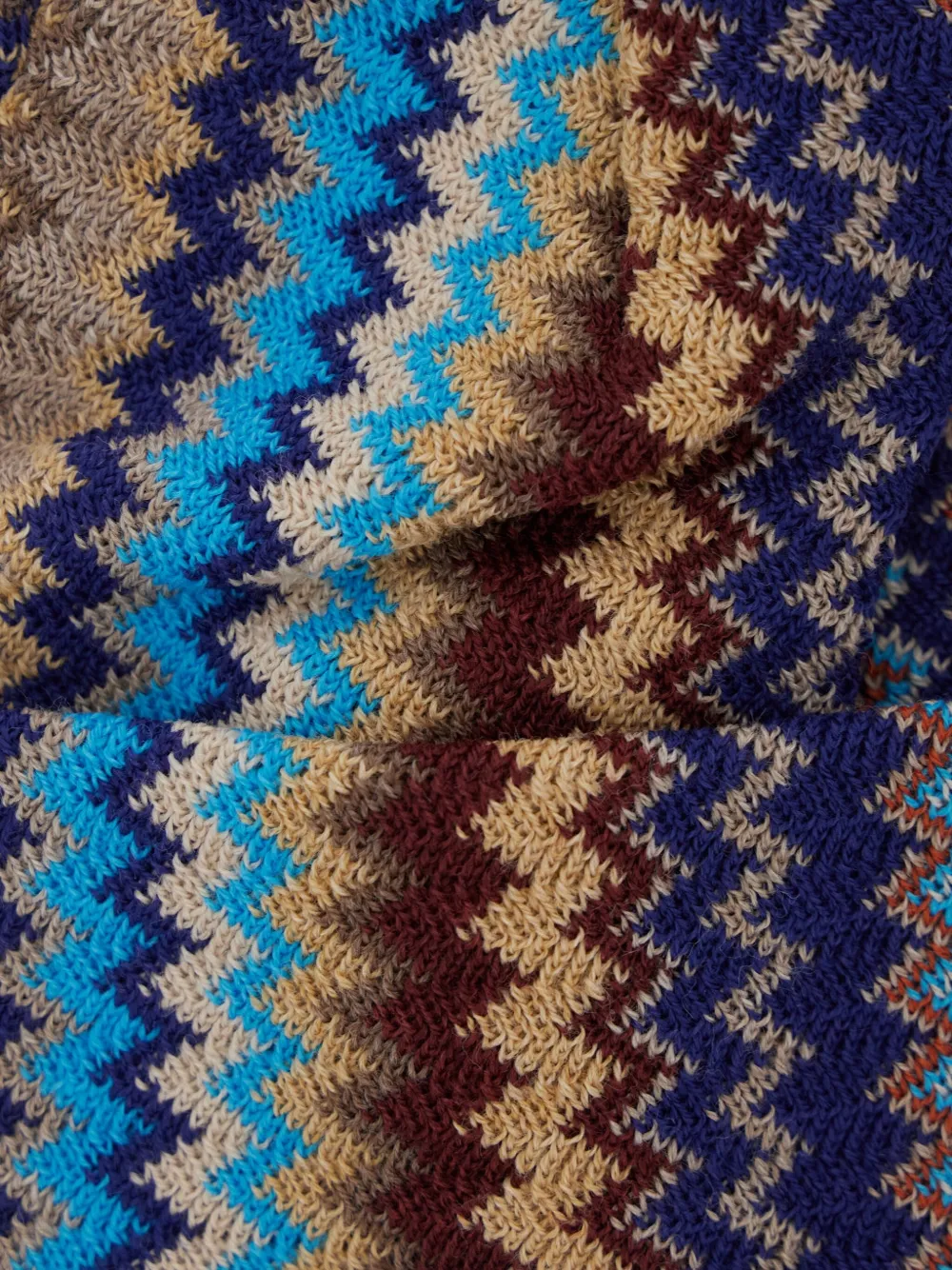 Missoni Multicolor Beanie With Zigzag Motif In Wool Blend Man In Multi