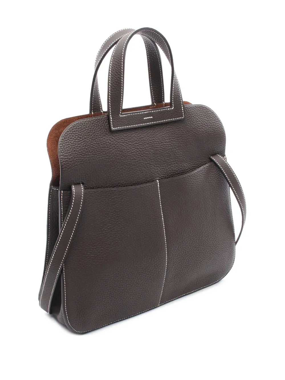 Pre-owned Hermes 2015 Taurillon Clemence Halzan 31 Satchel In Brown