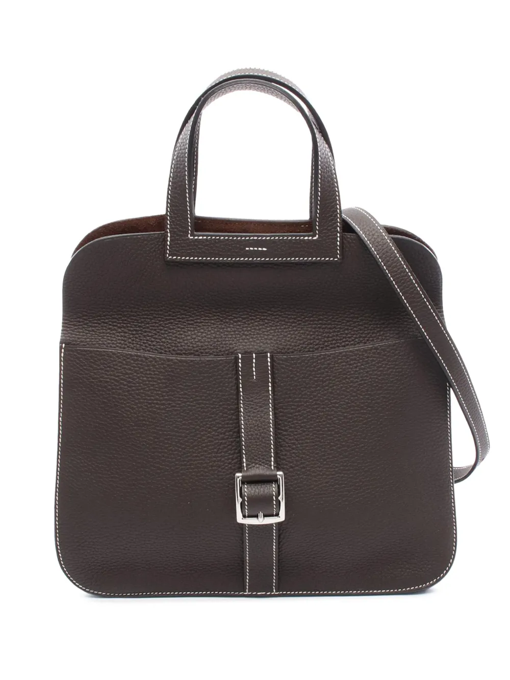 Pre-owned Hermes 2015 Taurillon Clemence Halzan 31 Satchel In Brown