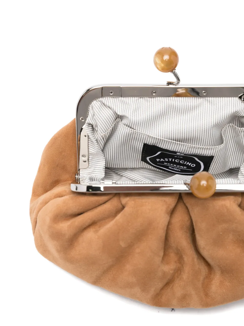 Weekend Max Mara Omens Brown Small Suede Pasticcino Clutch Bag In Brown