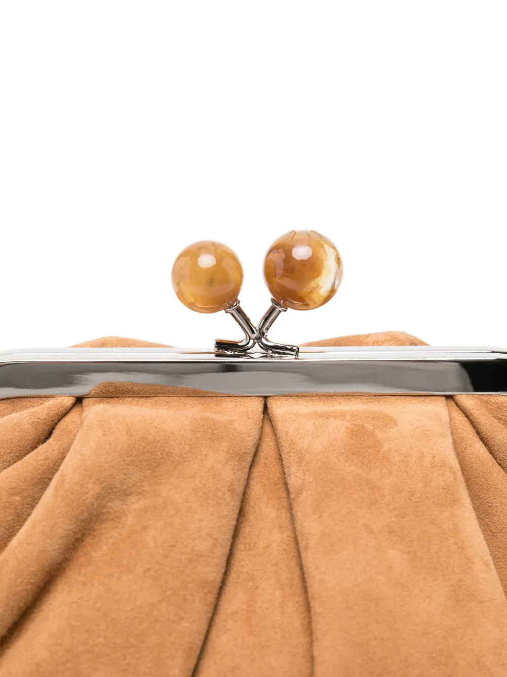 Weekend Max Mara Omens Brown Small Suede Pasticcino Clutch Bag In Brown