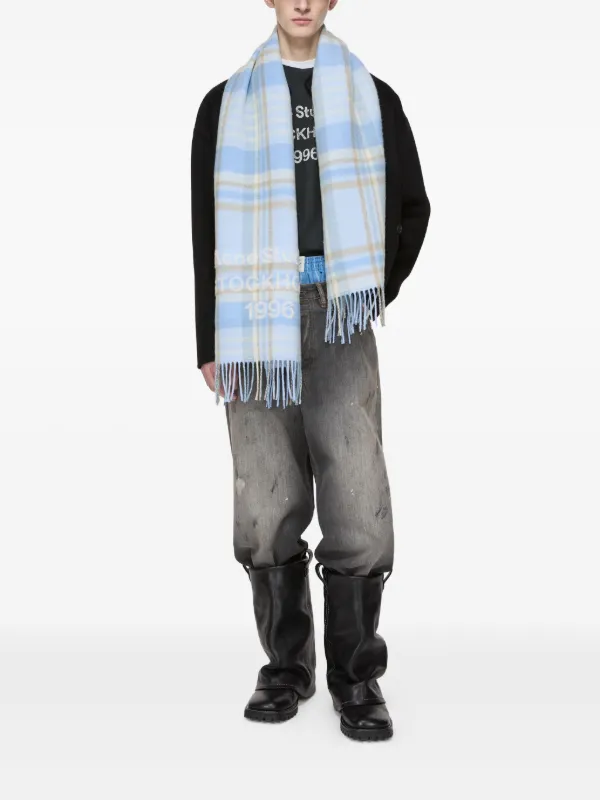 Acne Studios チェック フリンジスカーフ | ブルー | FARFETCH JP