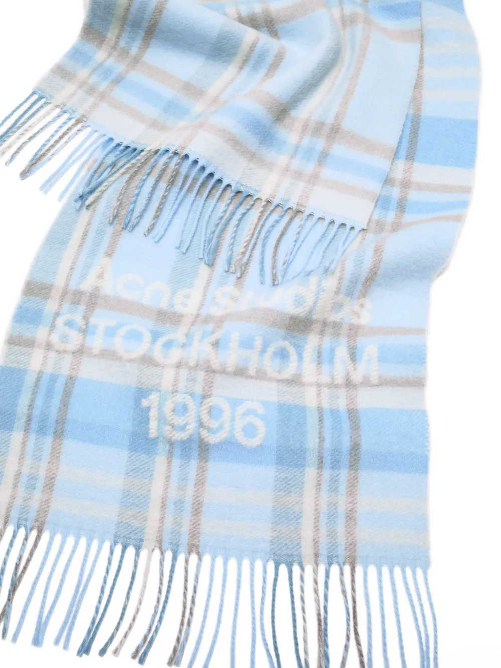 Acne Studios Geruite sjaal met franje - Blauw