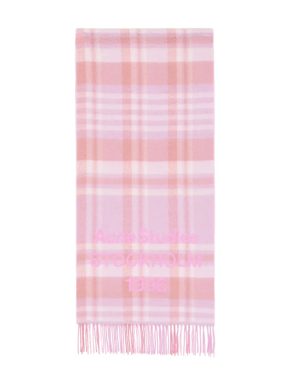Acne Studios mascada a cuadros con flecos | rosado | Image 1