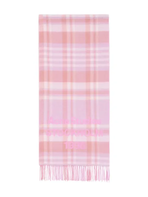 Acne Studios check fringed scarf