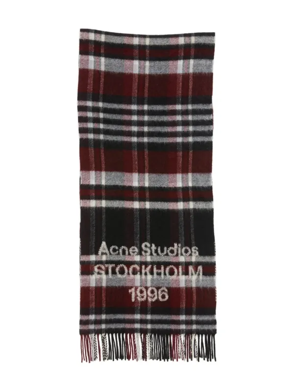 Acne Studios チェック ロゴ スカーフ | ブラック | FARFETCH JP