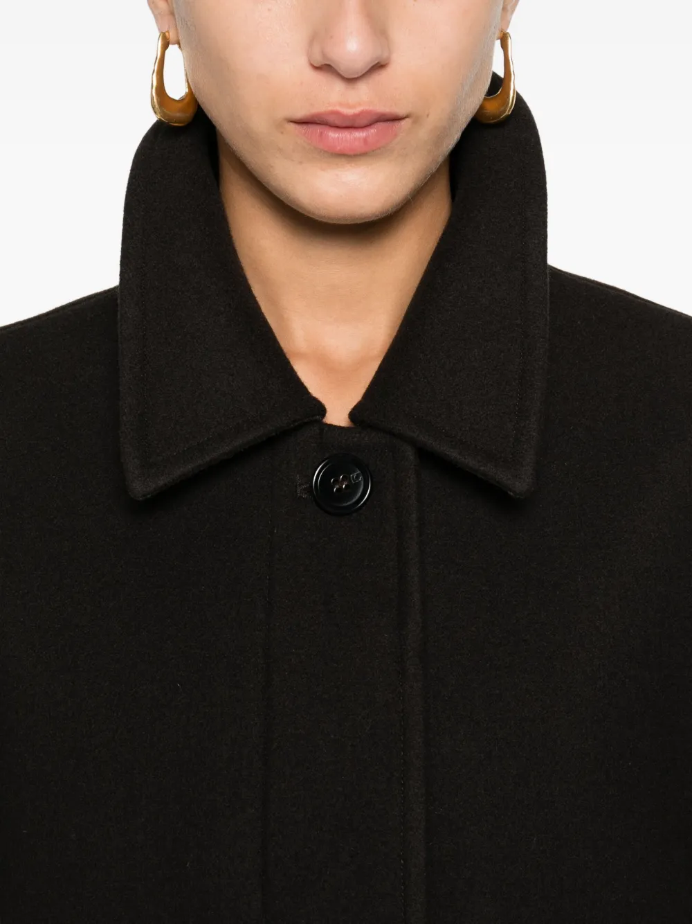 Low Classic Single-breasted Coat In Black