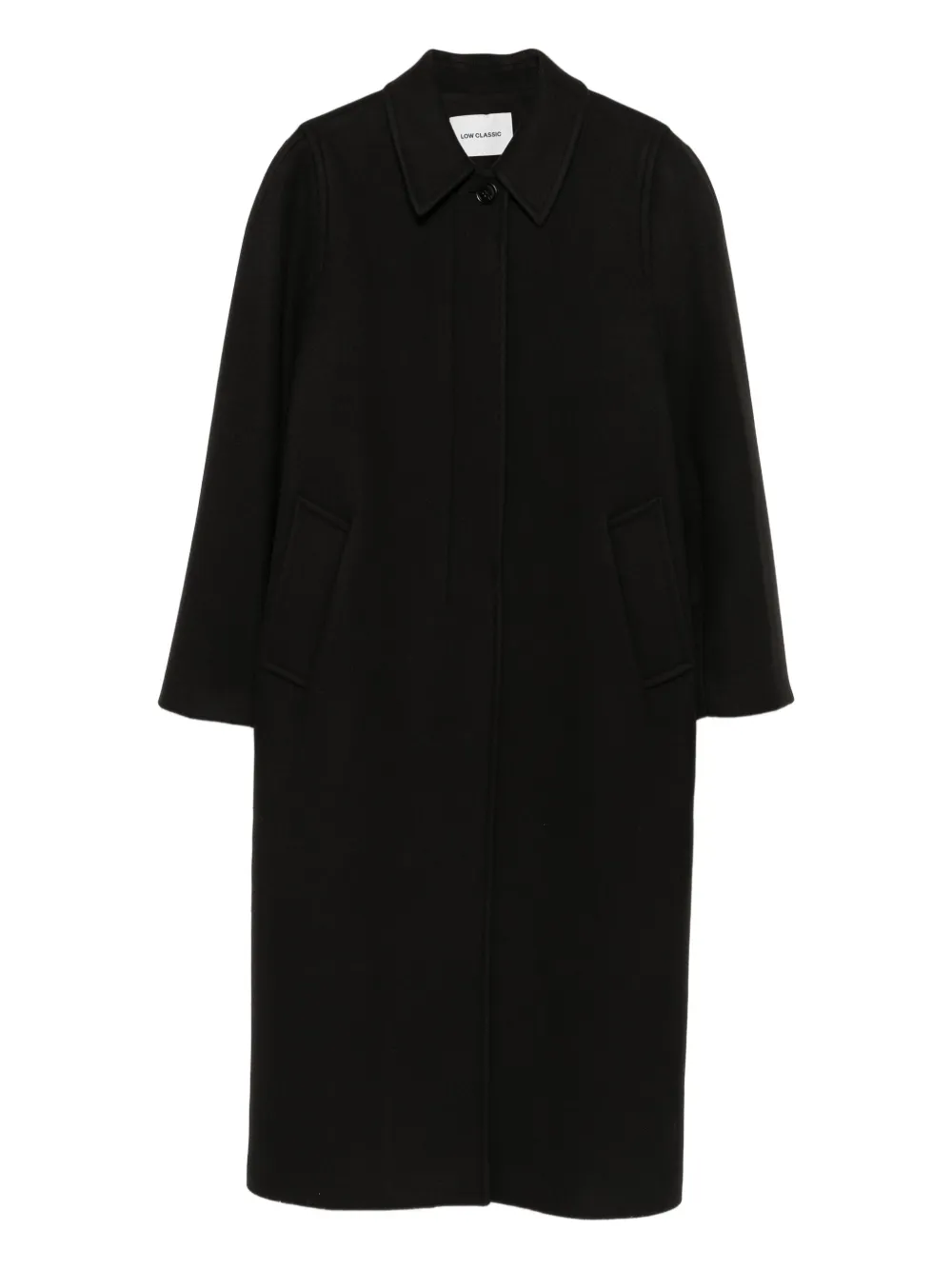 Low Classic Single-breasted Coat In Black