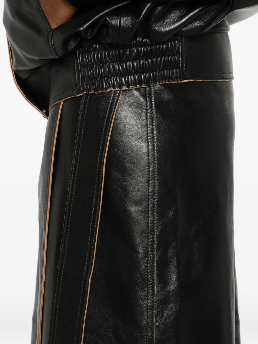 Calvin Klein Wrap-design Leather Skirt In Black