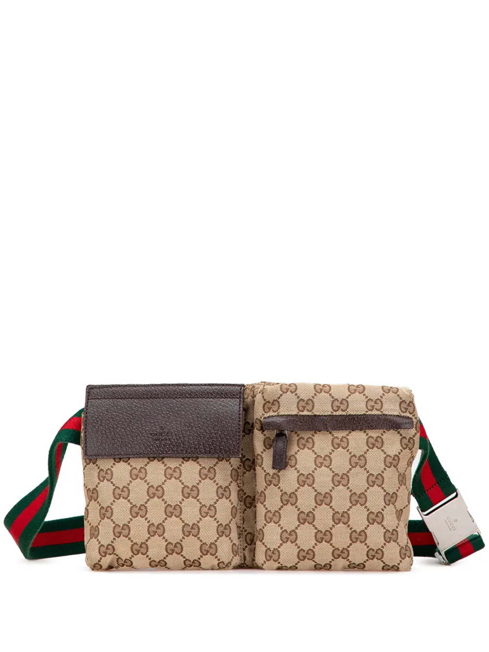 Gucci Pre-Owned 2000-2015 GG Canvas Web Double Pocket belt bag | Brown | Image 1