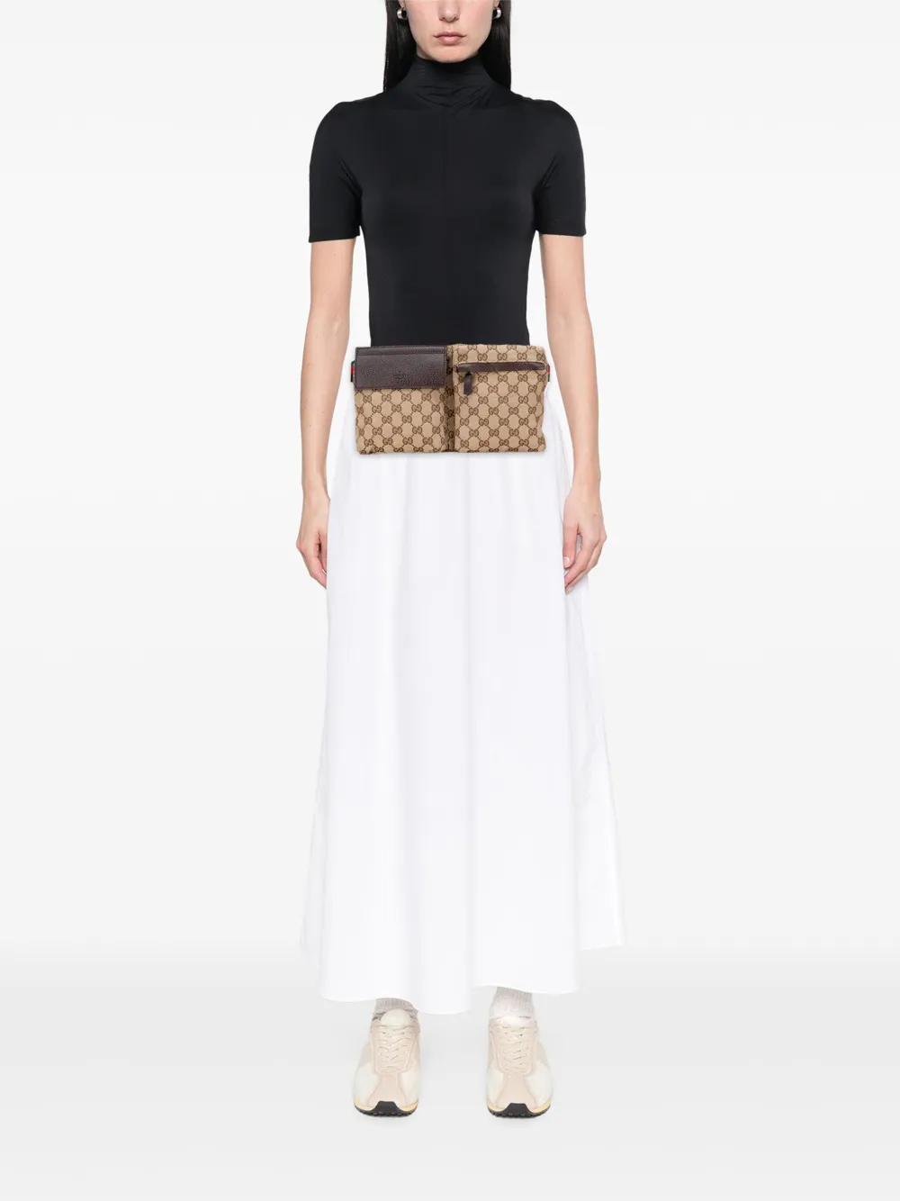 Gucci Pre-Owned 2000-2015 GG Canvas Web Double Pocket belt bag | Pre-Owned | Image 2