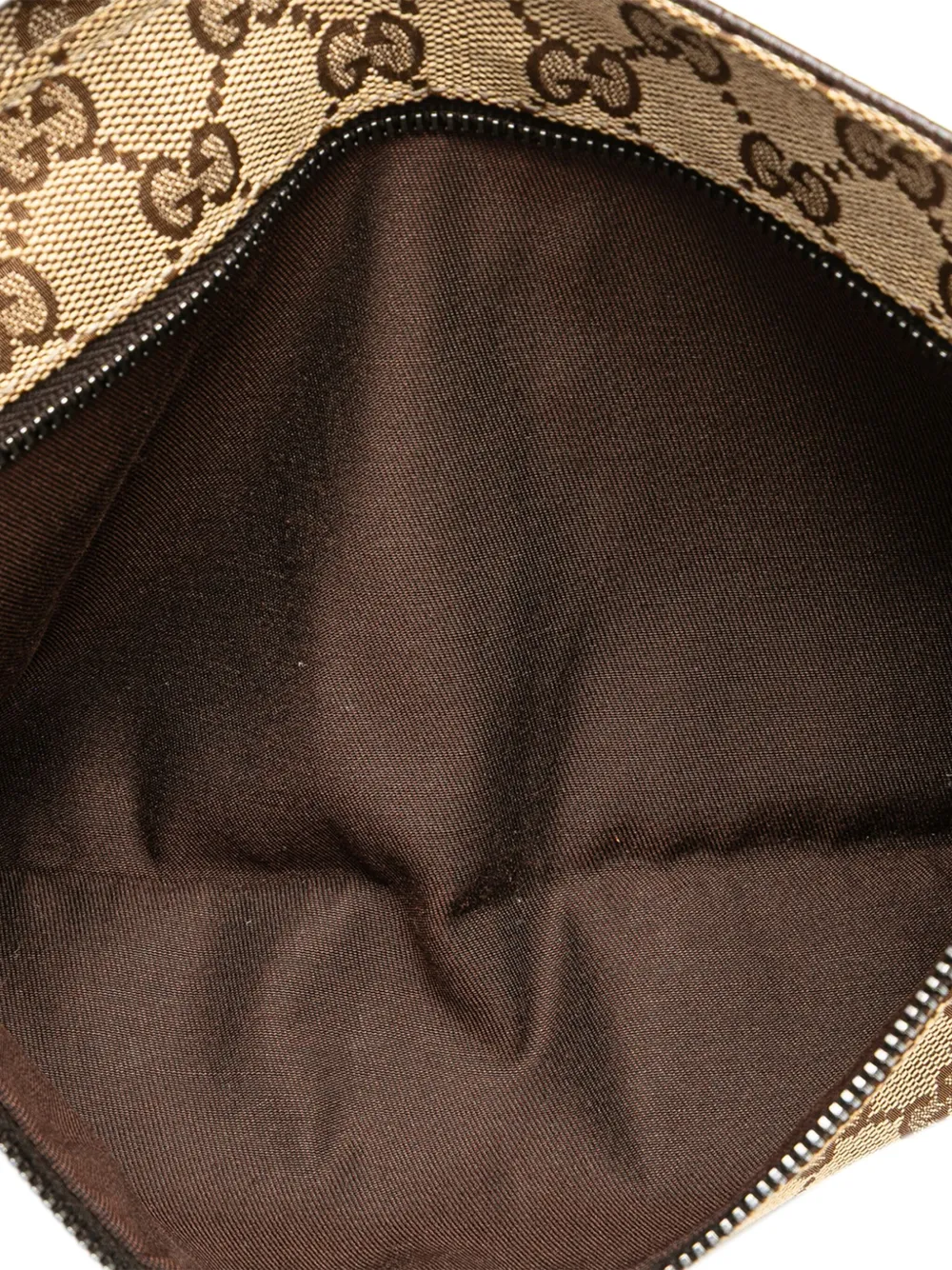 Pre-owned Gucci 2000-2015 Gg Canvas Web Double Pocket Belt Bag In Brown