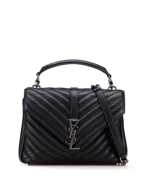 Saint Laurent Pre-Owned 2017 Medium Quilted Chevron Sheepskin College satchel