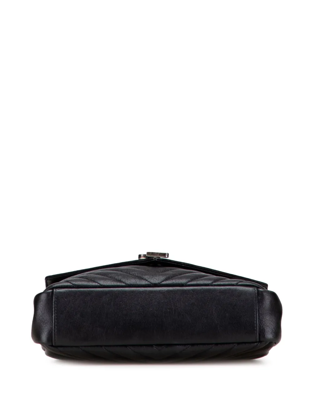 Pre-owned Saint Laurent 2017 Medium Quilted Chevron Sheepskin College Satchel In Black