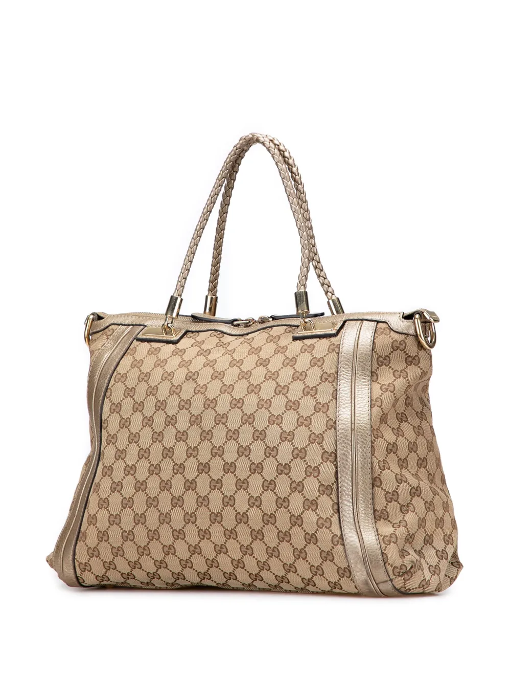 Pre-owned Gucci 2016-2025 Gg Canvas Bella Convertible Tote Satchel In Brown