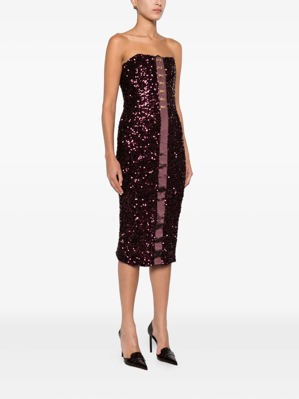 Elisabetta Franchi Sequin-embellished Midi Dress In Purple