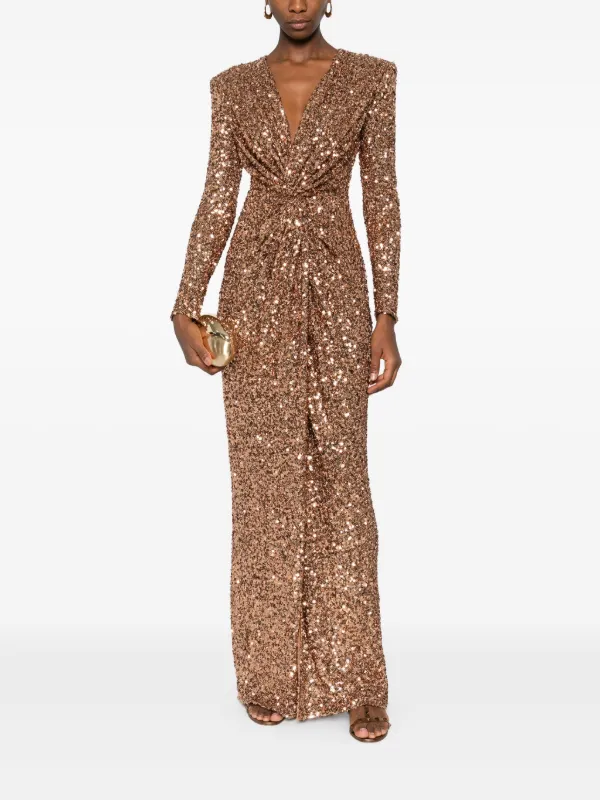 gold long sleeve maxi dress Long Sleeve High Neck Maxi Dress – The Dress Outlet