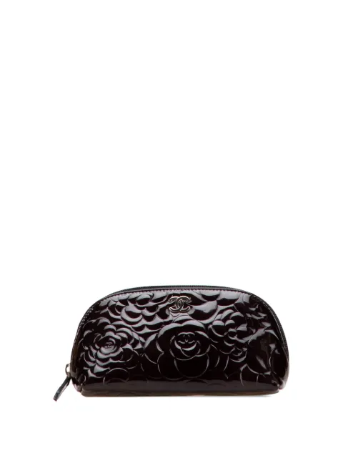 CHANEL Pre-Owned 2010-2011 Patent Camellia Cosmetic pouch