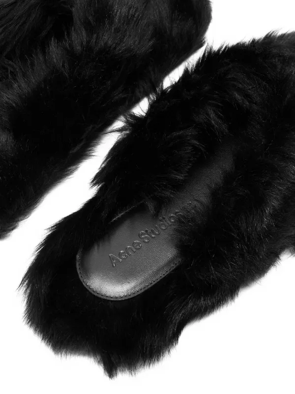 Acne Studios Shearling Sandals | Black | FARFETCH