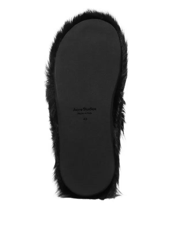 Acne Studios Shearling Sandals | Black | FARFETCH JO