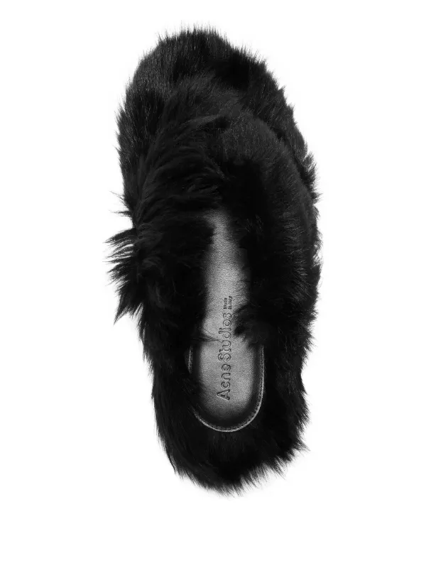 Acne Studios Shearling Sandals | Black | FARFETCH JO