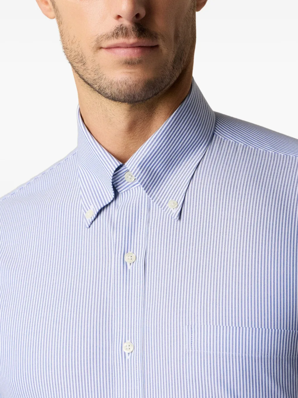 Brooks Brothers Gestreept Oxford overhemd Blauw