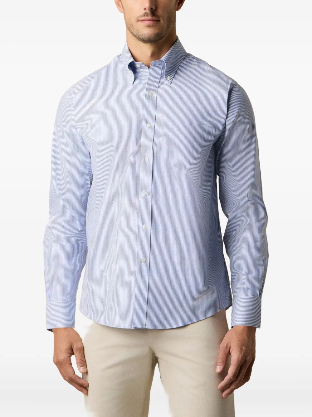 Brooks Brothers Gestreept Oxford overhemd Blauw
