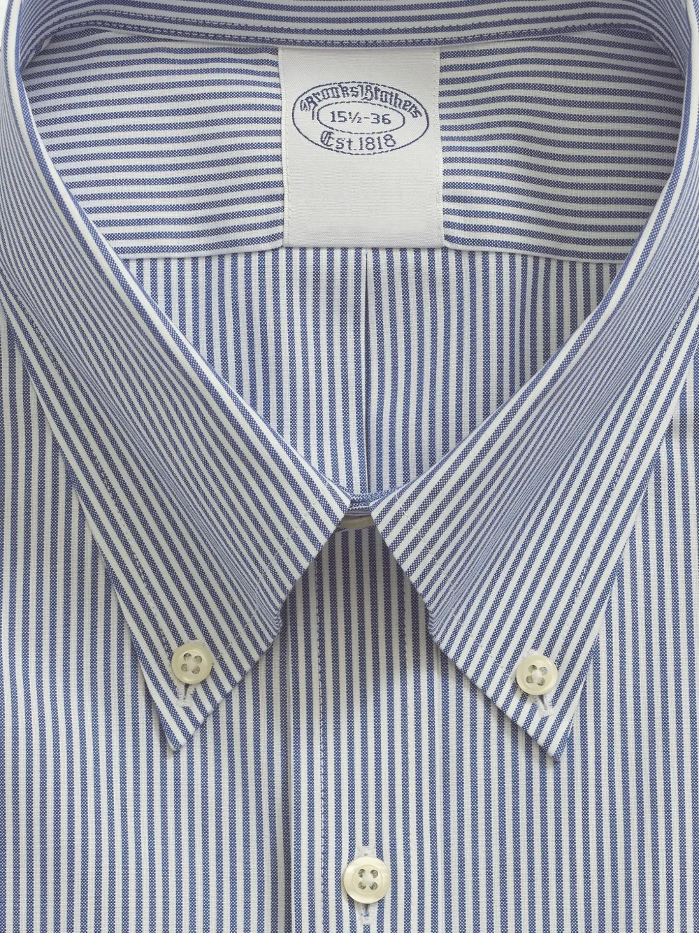 Brooks Brothers Gestreept Oxford overhemd Blauw