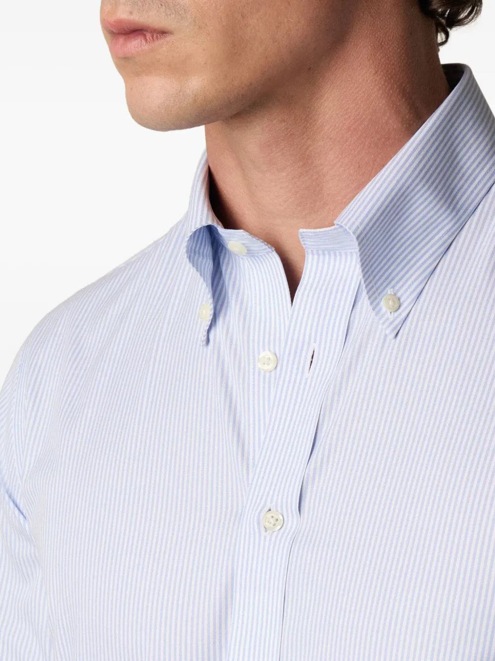Brooks Brothers Gestreept Oxford overhemd Blauw