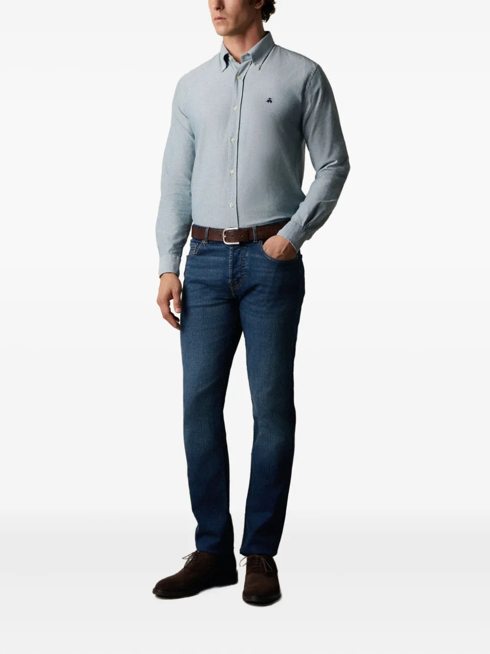 Brooks Brothers Overhemd met geborduurd logo Groen