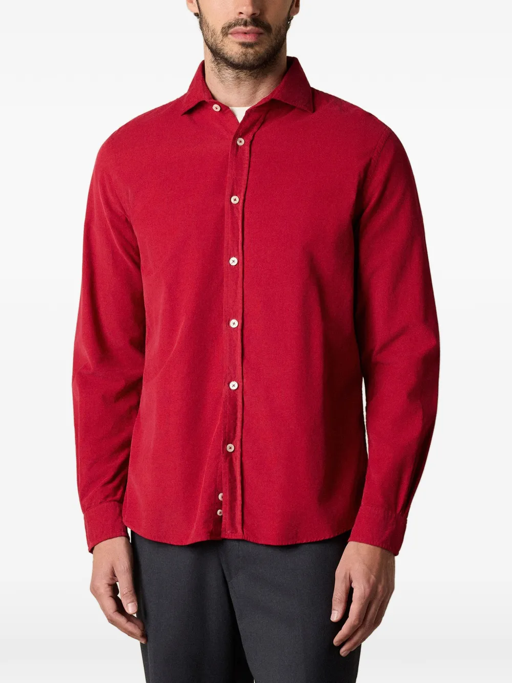 Brooks Brothers Ribfluwelen overhemd met gespreide kraag Rood