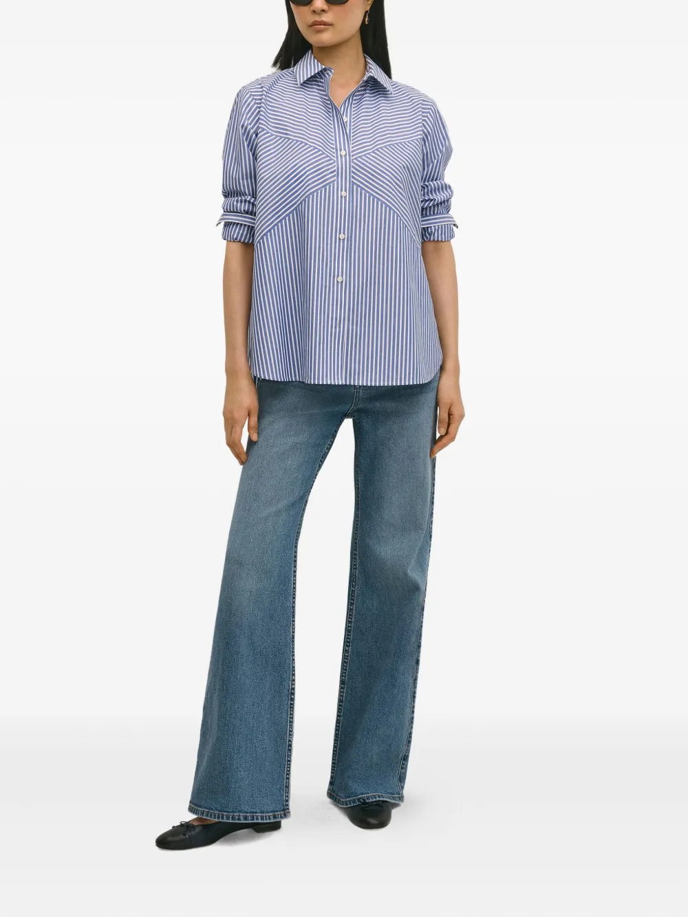 Brooks Brothers Gestreept blouse met puntige kraag - Blauw