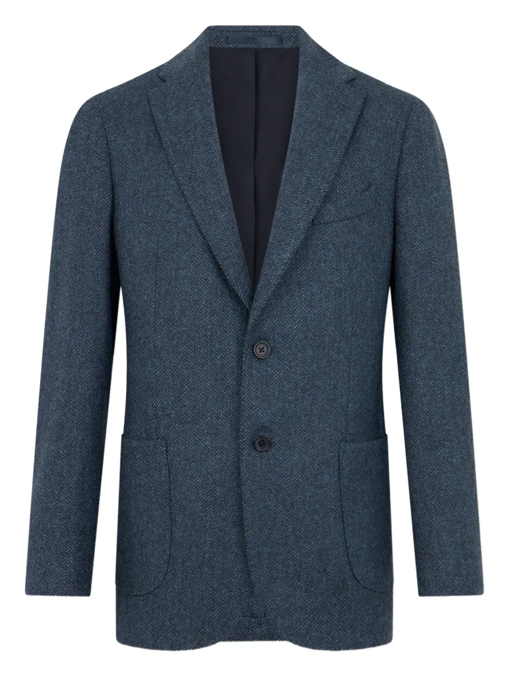 Brooks Brothers herringbone-pattern single-breasted blazer | Blue | Image 1